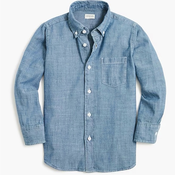 Crewcuts Other - Crewcuts Blue Button Down Shirt Size 6-7 Classic Chambray Soft Wedding Attire